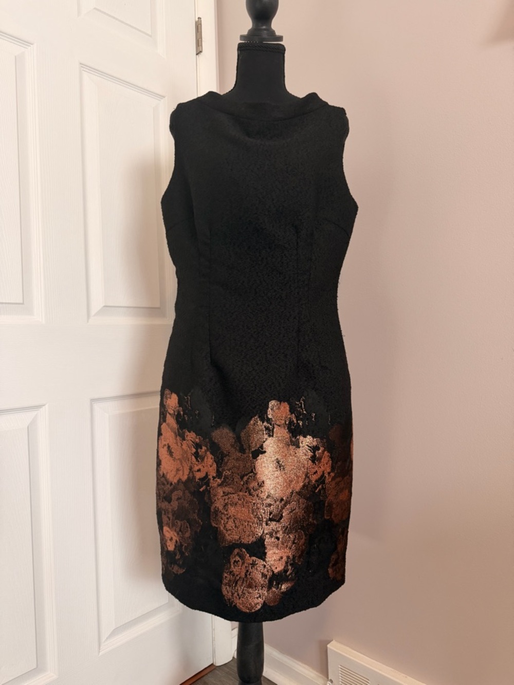 Sara Campbell Black Midi Dress with Bronze Floral Hem - Picture 13 of 13